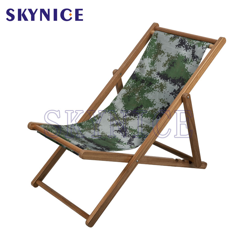 Factory Hot Sale Wooden Canvas Folding Reclining Beach Chair