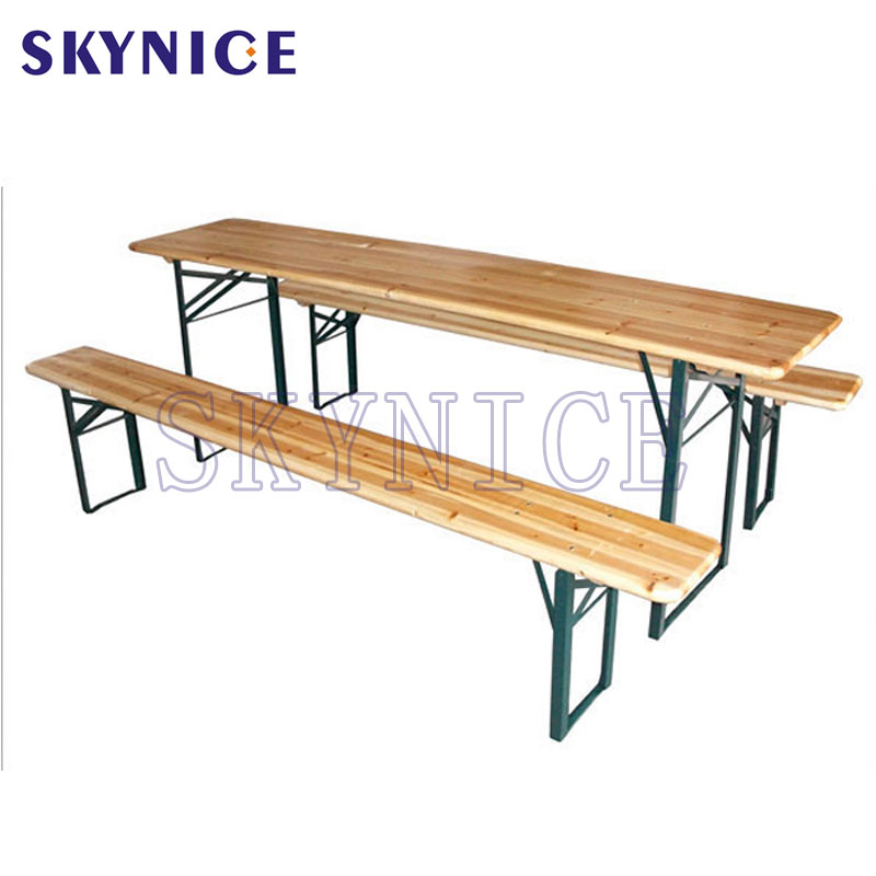 Outdoor Follble Wood Beer Table With Beer Bench